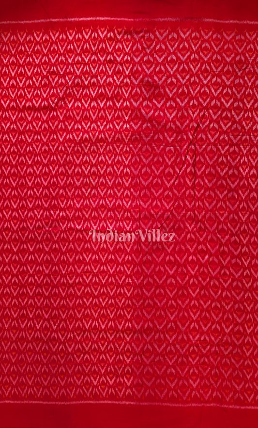 Red Zigzag Design Sambalpuri Odisha Ikat Cotton Fabric