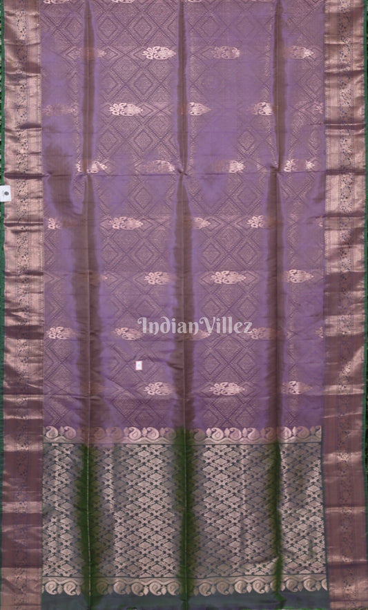 Lavender Blue Pure Kanjivaram Soft Silk Saree