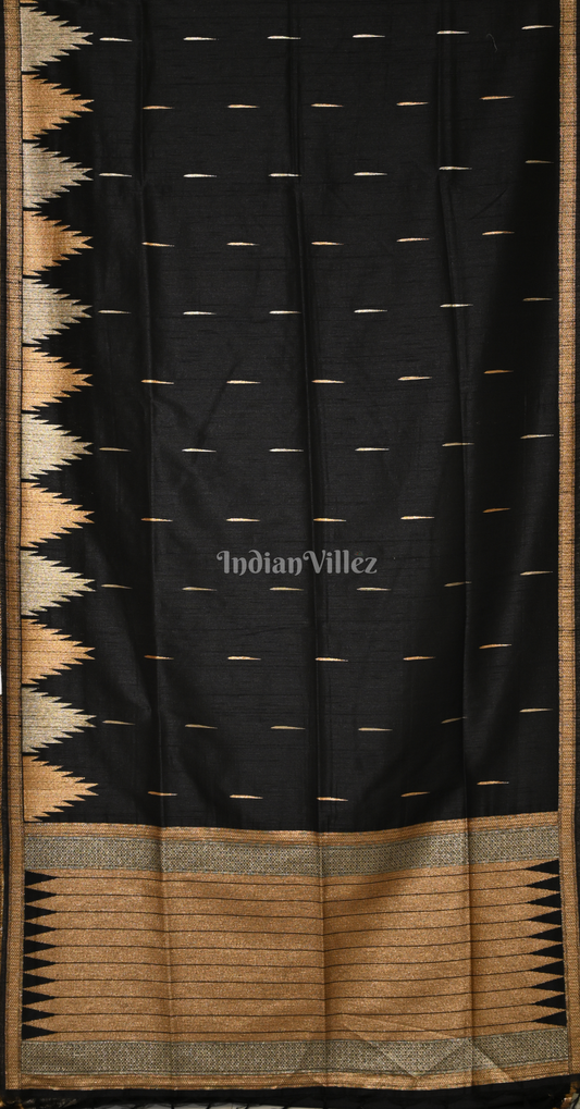 Black Tussar Silk Saree