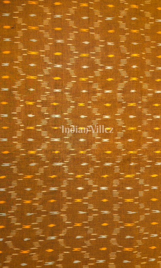 Mustard Brown Pochampally Ikat Cotton Fabric