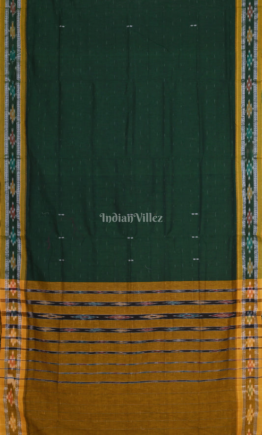 Green Brown Odisha Ikat Maniabandha Cotton Saree