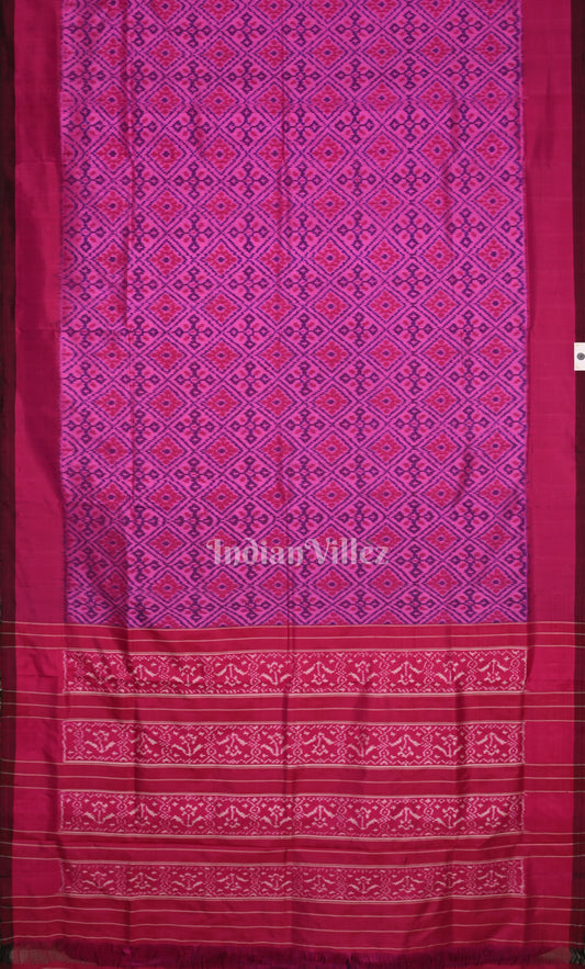 Pink Red Pochampally Ikat Silk Saree