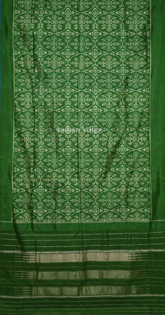 Forest Green Pochampally Ikat Silk Saree