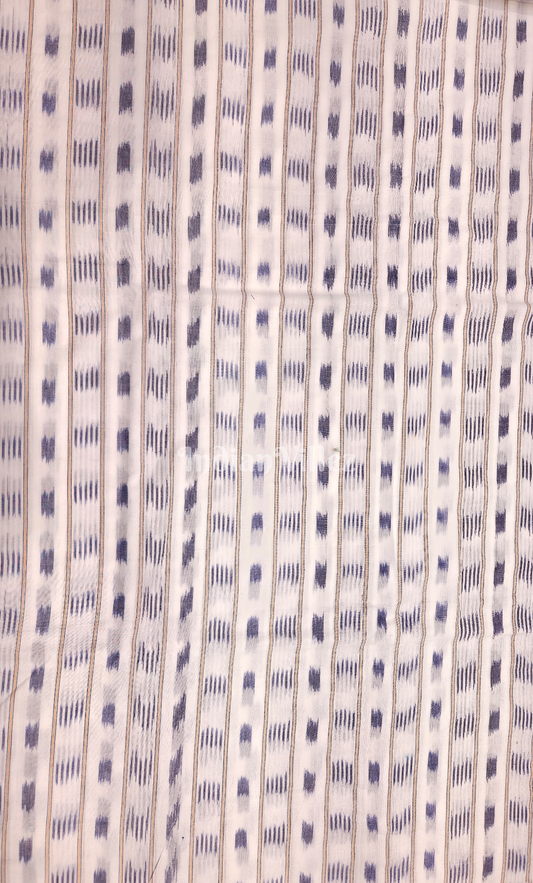 White Blue Odisha Ikat Sambalpuri Cotton Fabric