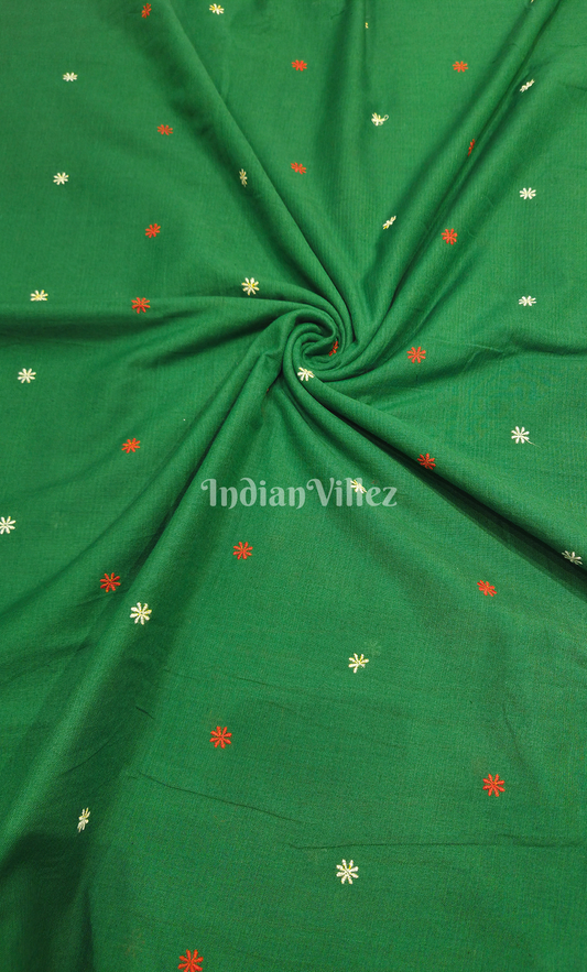 Green Buti Motif Odisha Ikat Cotton Fabric