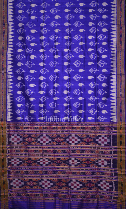 Royal Blue Sankha Motif Odisha Ikat Khandua Silk Saree
