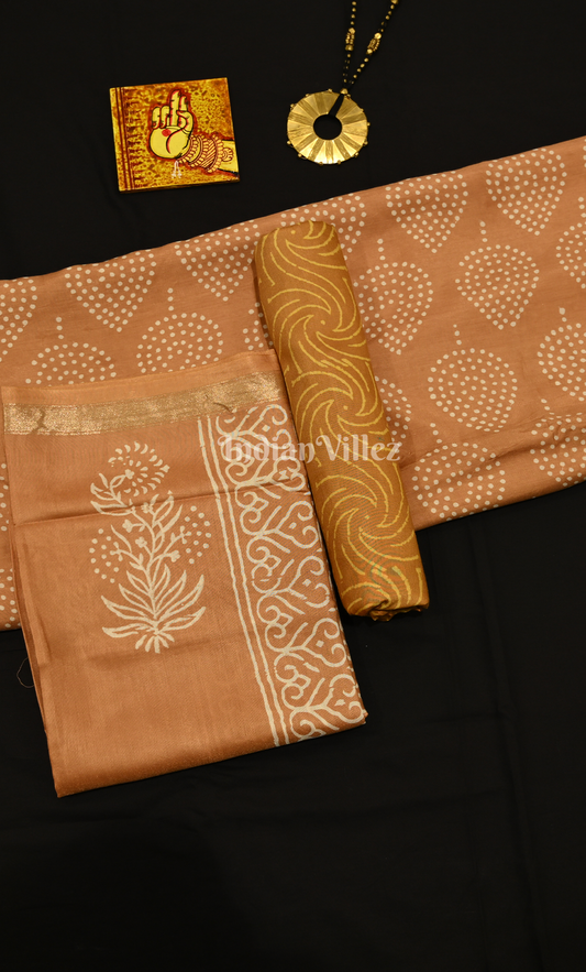 Rust Orange Block Printed Cotton Suit Sets