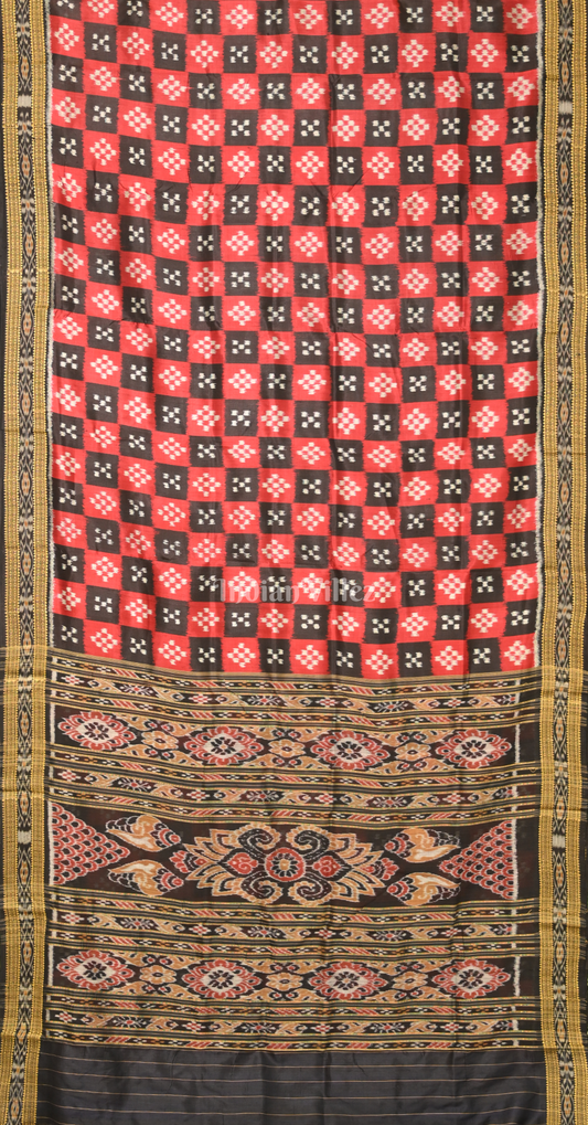Red Blue Pasapali Odisha Ikat Khandua Silk Saree