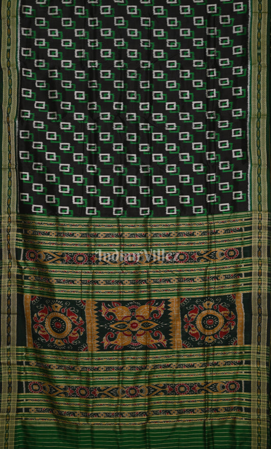 Black Green Odisha Ikat Khandua Silk Saree