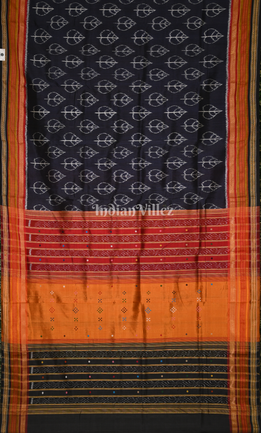 Black with Multi colour Kathiphera Odisha Ikat Khandua Silk Saree