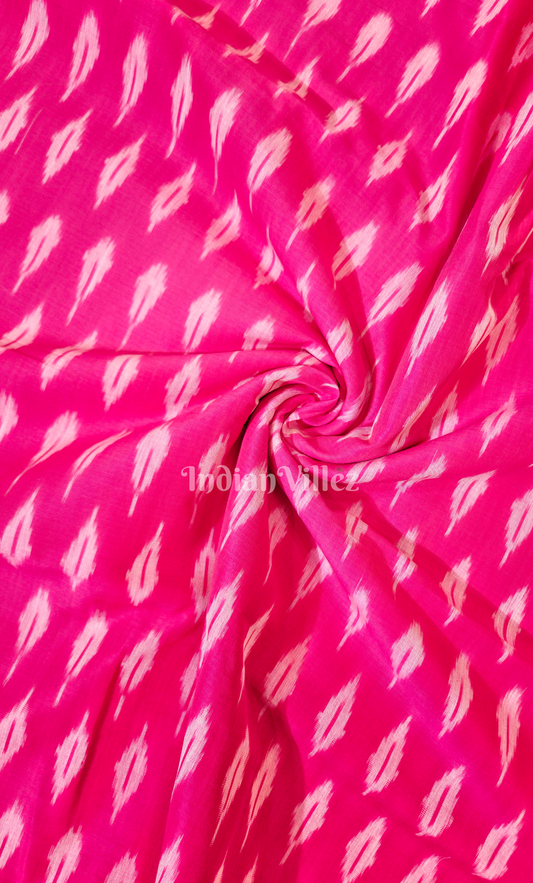 Rani Pink Pochampally Ikat Cotton Fabric