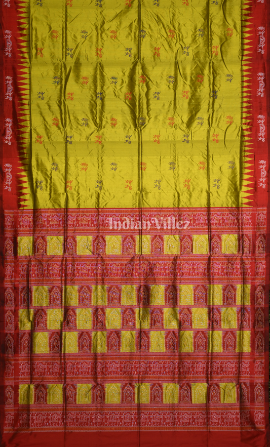 Mehendi Green Red Tribal Doli Sawari Odisha Ikat Bomkai Sambalpuri Silk Saree