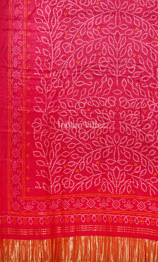 Rani Pink Bandhej Gajji Silk Saree