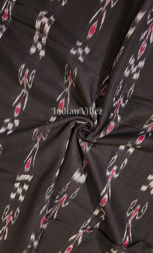 Black Pink Mayur Chandrika Odisha Ikat Sambalpuri Cotton Fabric