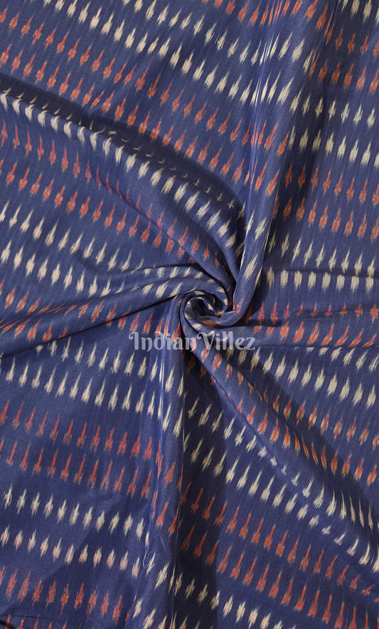 Navy Blue Pochampally Ikat Cotton Fabric