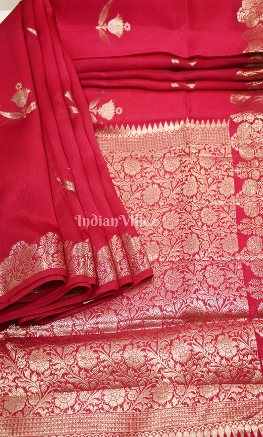 Exclusive Rani Pink Mashru Satin Silk Banarasi Saree