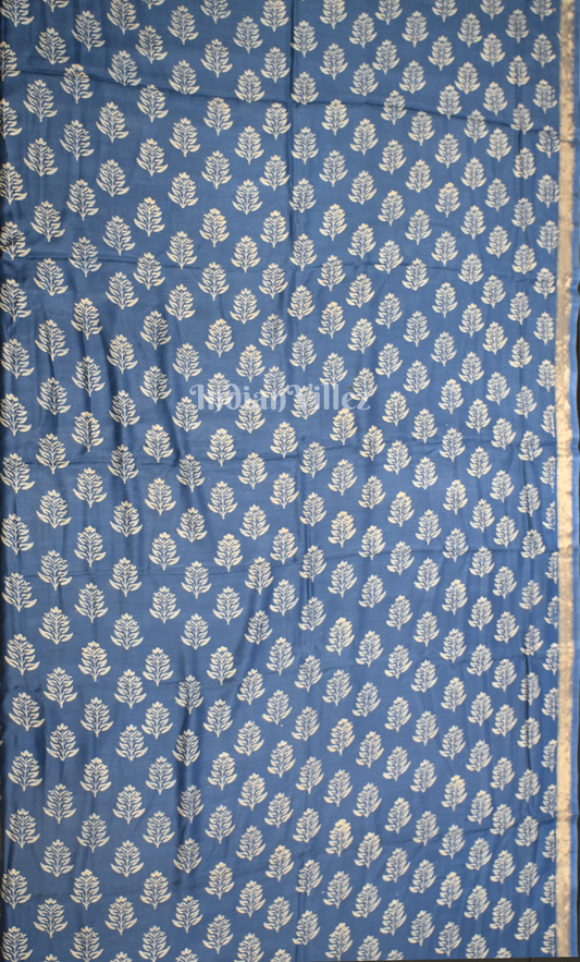 Blue Block Printed Cotton Suit Sets