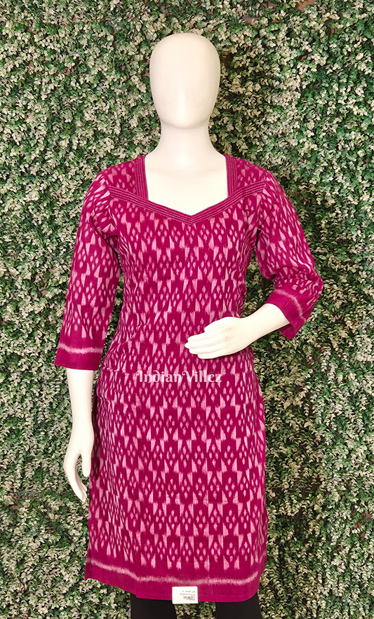 Magenta Pink Odisha Ikat Designer Cotton Kurti for Women