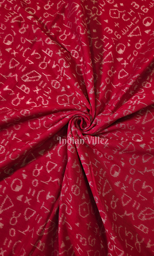 Red Chemical Formula Theme Odisha Ikat Sambalpuri Cotton Fabric