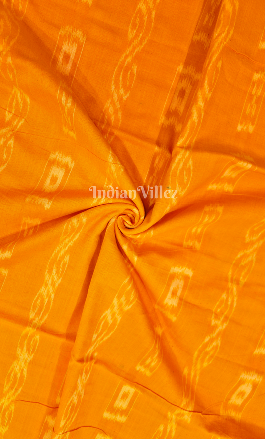 Orange Pasapali Floral Design Odisha Ikat Sambalpuri Cotton Fabric