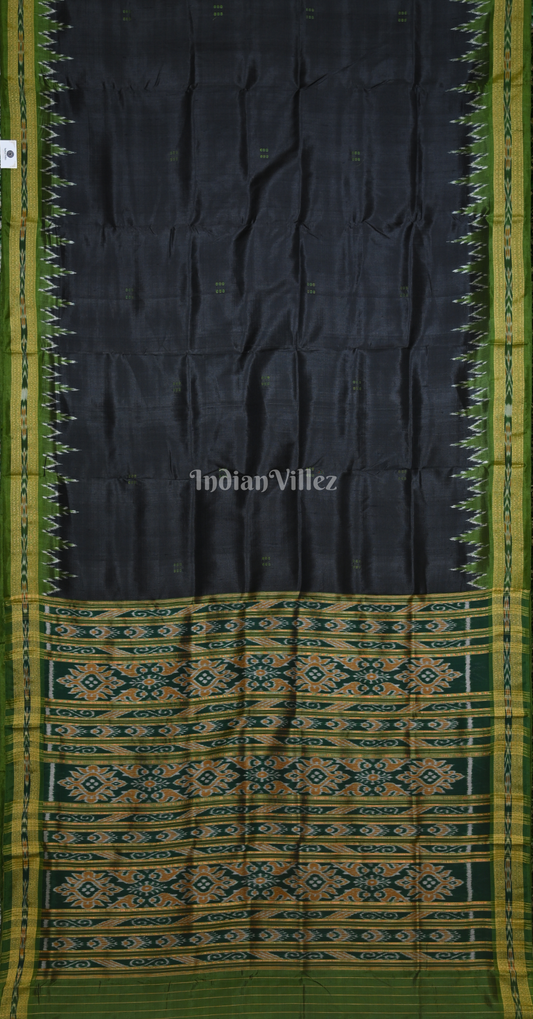Black Green Buta Design Odisha Ikat Khandua Silk Saree