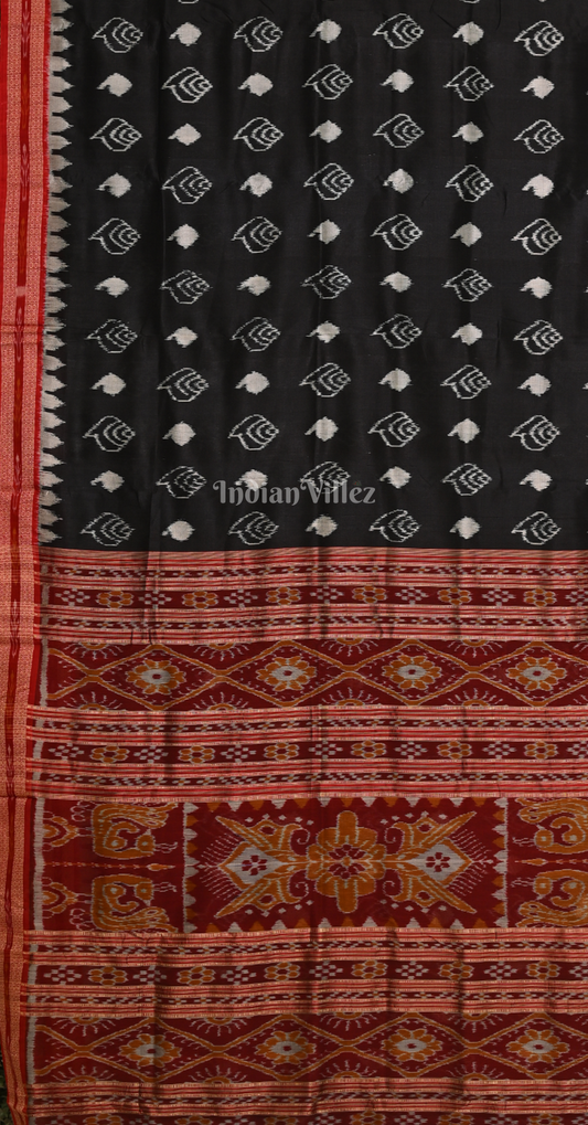 Red Maroon Sankha Motif Odisha Ikat Khandua Silk Saree