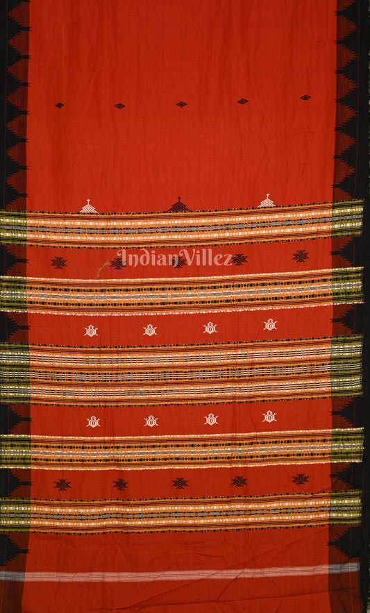 Red Black Odisha Handloom Natural Dye Kotpad Tussar Saree