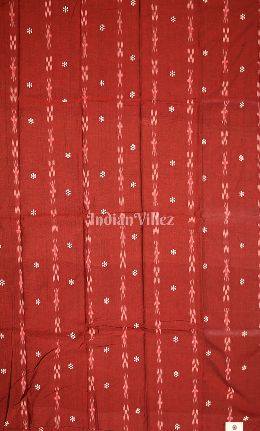 Red Black Flower Pasapali Odisha Ikat Sambalpuri Cotton Dress set with Dupatta