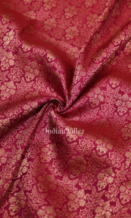 Bridal Magenta Pink Floral Brocade Pure Kanjivaram Silk Saree
