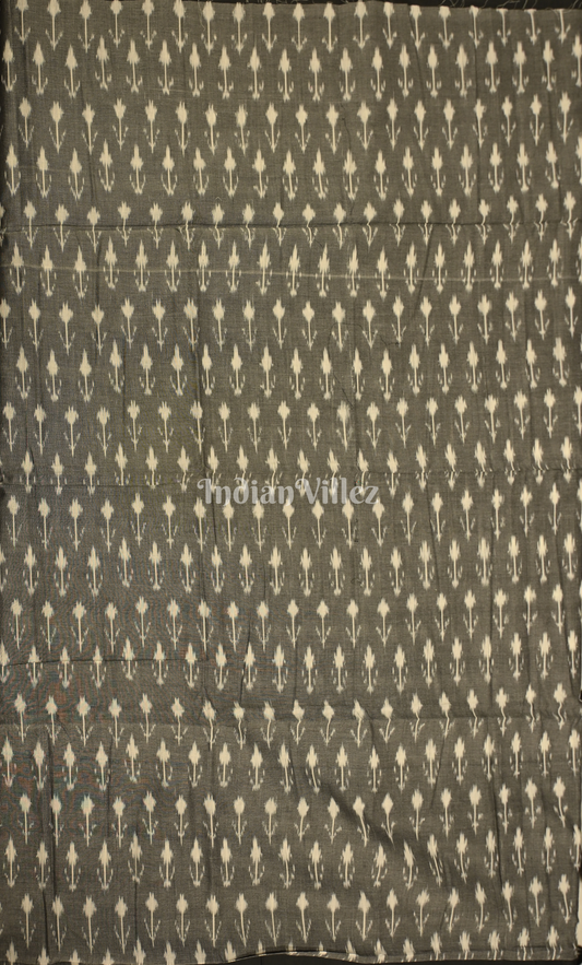 Grey Black Pochampally Ikat Cotton Unstitched Suit Sets