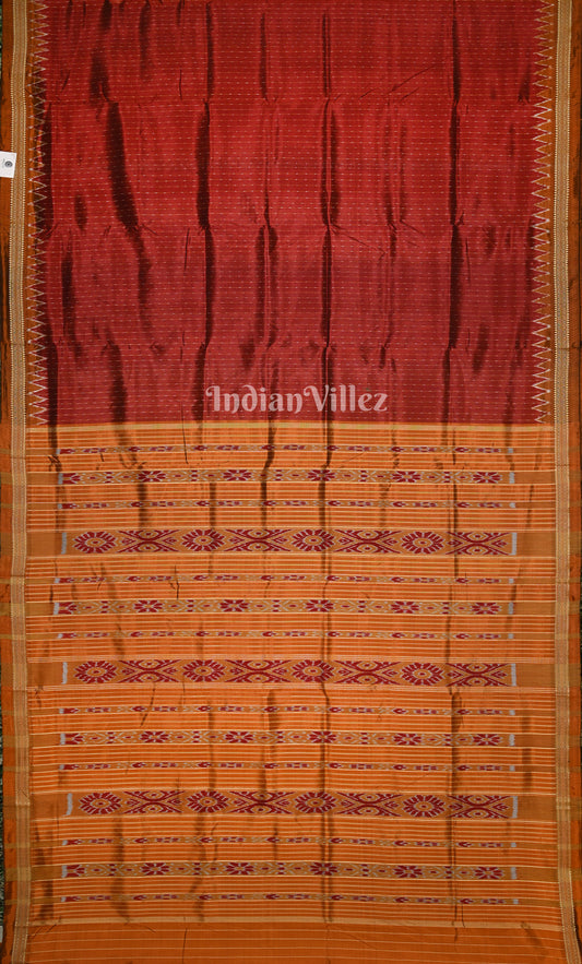 Maroon Orange Stripe Odisha Ikat Khandua Silk Saree