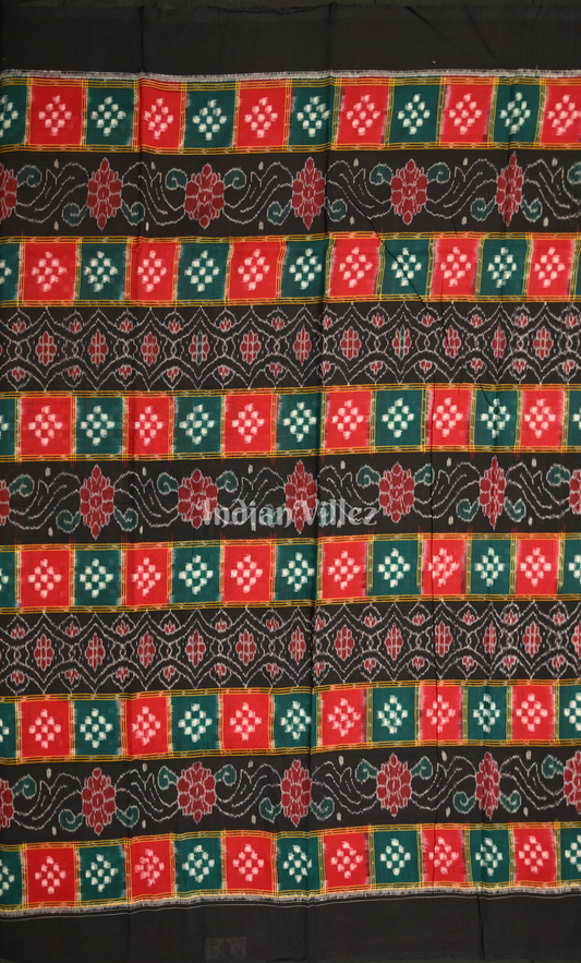 Red Green Pasapali Odisha Ikat Sambalpuri Dress Set & Dupatta
