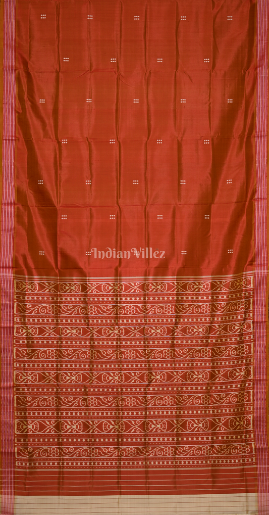 Maroon Beige Butti Design Odisha Ikat Sambalpuri Silk Saree