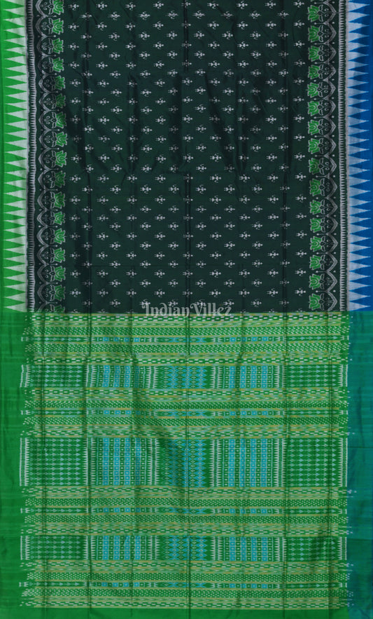 Bottle Green Tribal Theme Odisha Ikat Sambalpuri Silk Saree
