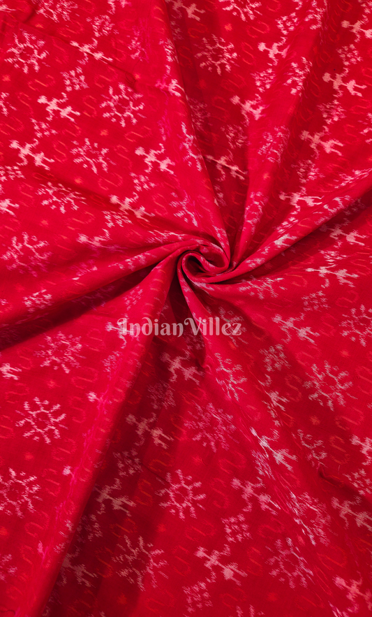 Red Tribal Theme Odisha Ikat Sambalpuri Cotton Fabric