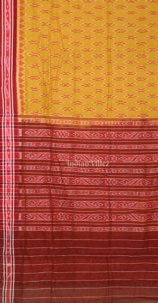 Mehendi Green Maroon Damru Pasapali Odisha Ikat Maniabandha Cotton Saree