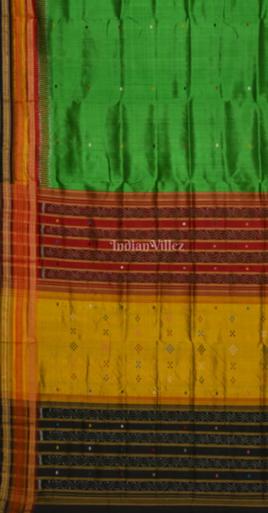 Green with Multi colour Kathiphera Odisha Ikat Khandua Silk Saree