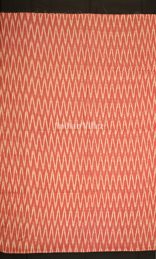 Light Red Pochampally Ikat Cotton Unstitched Suit Sets