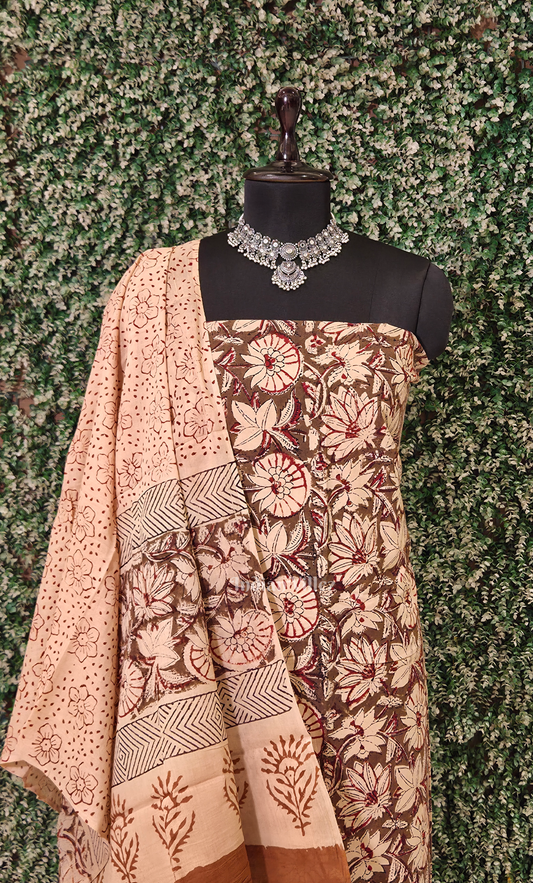 Light Green Bagru Block Printed Cotton Suit Sets
