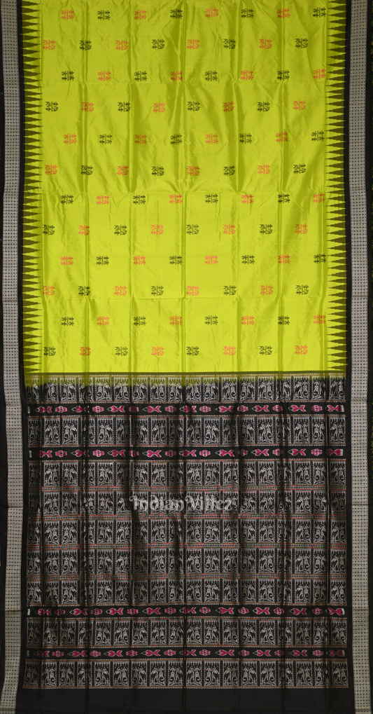 Parrot Green Tribal Design Odisha Ikat Bomkai Sambalpuri Silk Saree