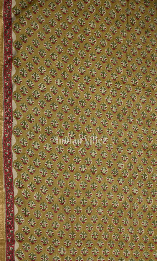 Mehendi Green Sanganeri Block Printed Cotton Suit Sets