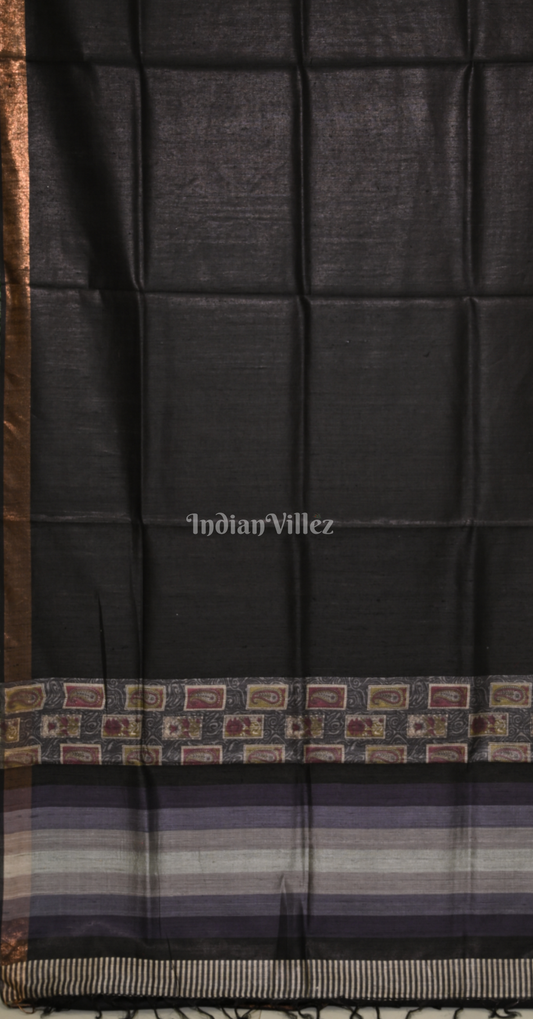 Black Tussar Silk Saree