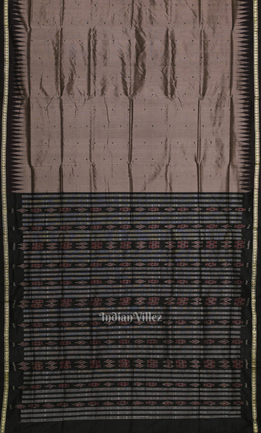 Black Golden Butta Design Bomkai Sambalpuri Silk Saree