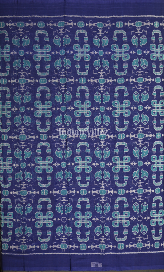 Blue Sea Green Tribal Theme Odisha Ikat Sambalpuri Dress Set & Dupatta