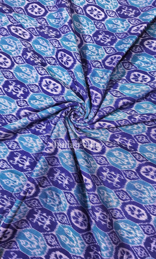 Blue Floral Theme Odisha Ikat Sambalpuri Cotton Fabric