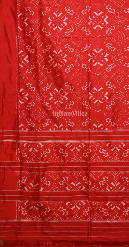 Red Pochampally Ikat Silk Saree