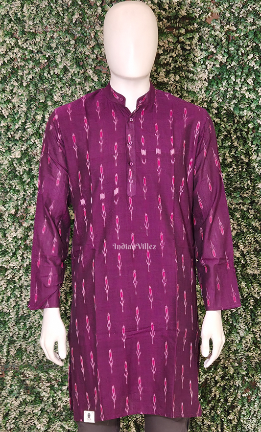 Purple Mayur Chandrika Odisha Ikat Cotton Kurta for Men