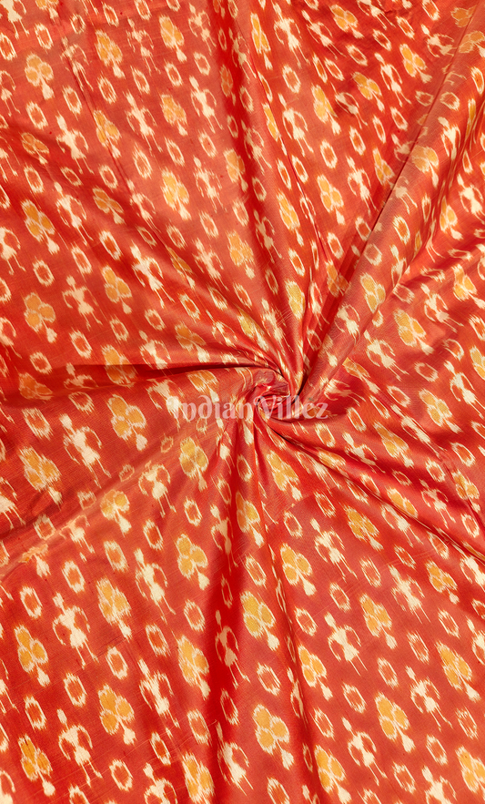 Exclusive Orange Tribal Motif Odisha Ikat Sambalpuri Silk Fabric