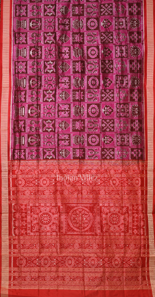 Exclusive Magenta Pink Red Nabakothi Odisha Ikat Sambalpuri Silk Saree
