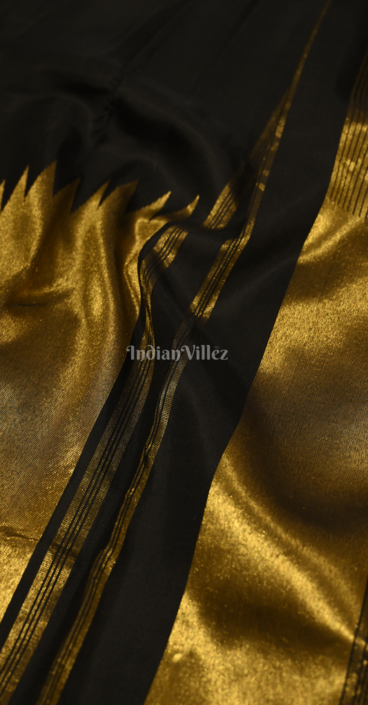 Exclusive Black Golden Pure Kanjivaram Tissue Silk Saree